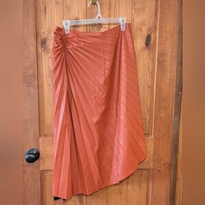 House of Harlow 1960 Terracotta Pleated Midi Skirt